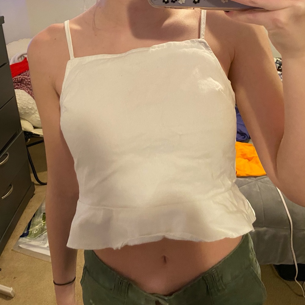 Jean Material Flared Tank Top